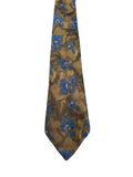 Pink Flamingo Brown & Blue Embroidered Floral Tie