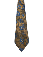 Pink Flamingo Brown & Blue Embroidered Floral Tie