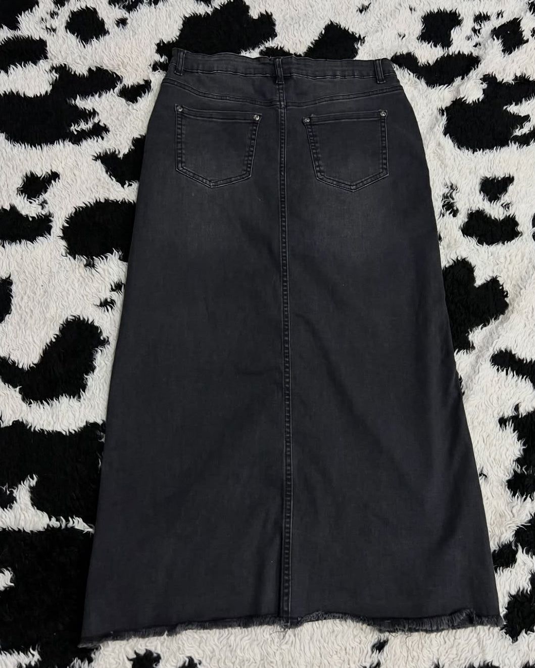 Charcoal Grey Long Denim Skirt
