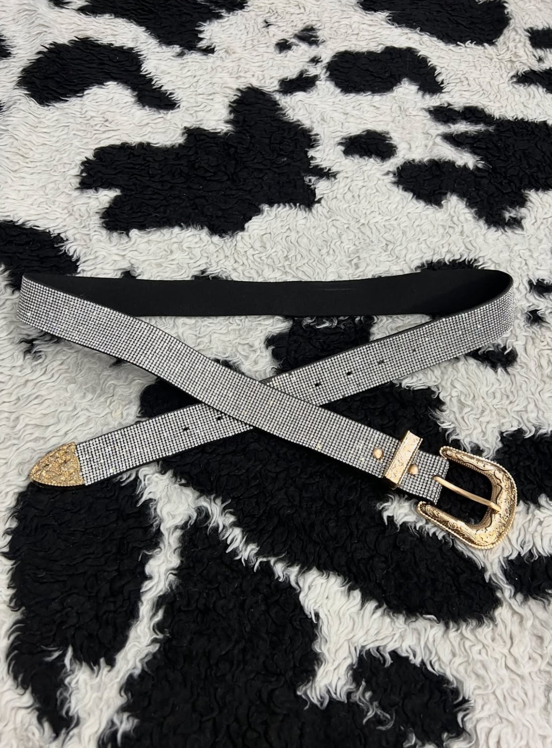 Golden Buckle Rhinestones Belt