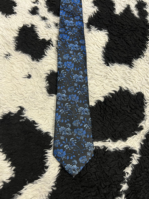 Autograph Embroidered Blue Floral Tie