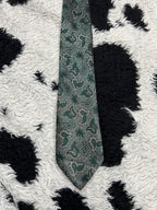 IMAGE Fully Embroidered Green Paisley Tie