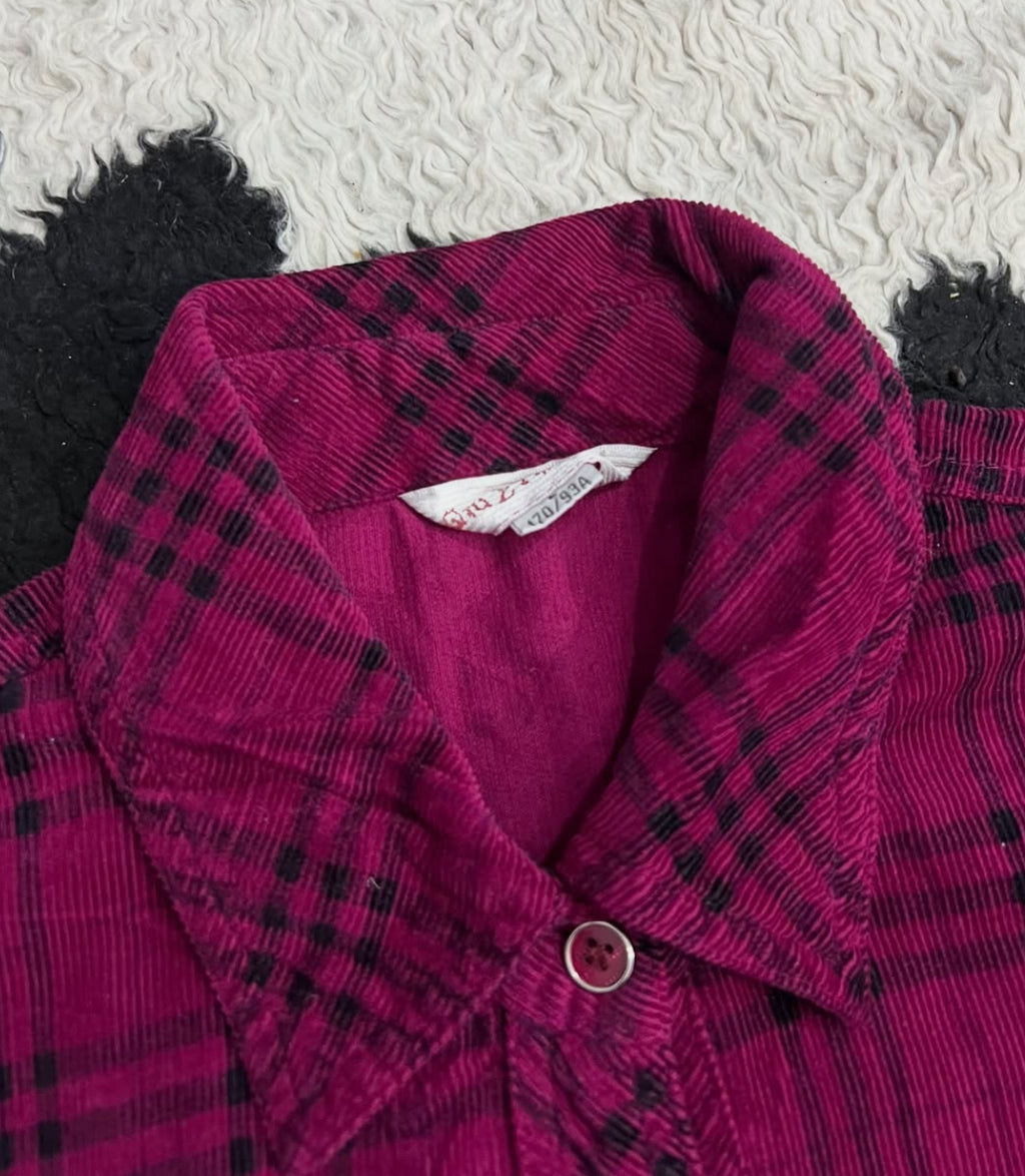 Corduroy Pink Plaid Buttonup