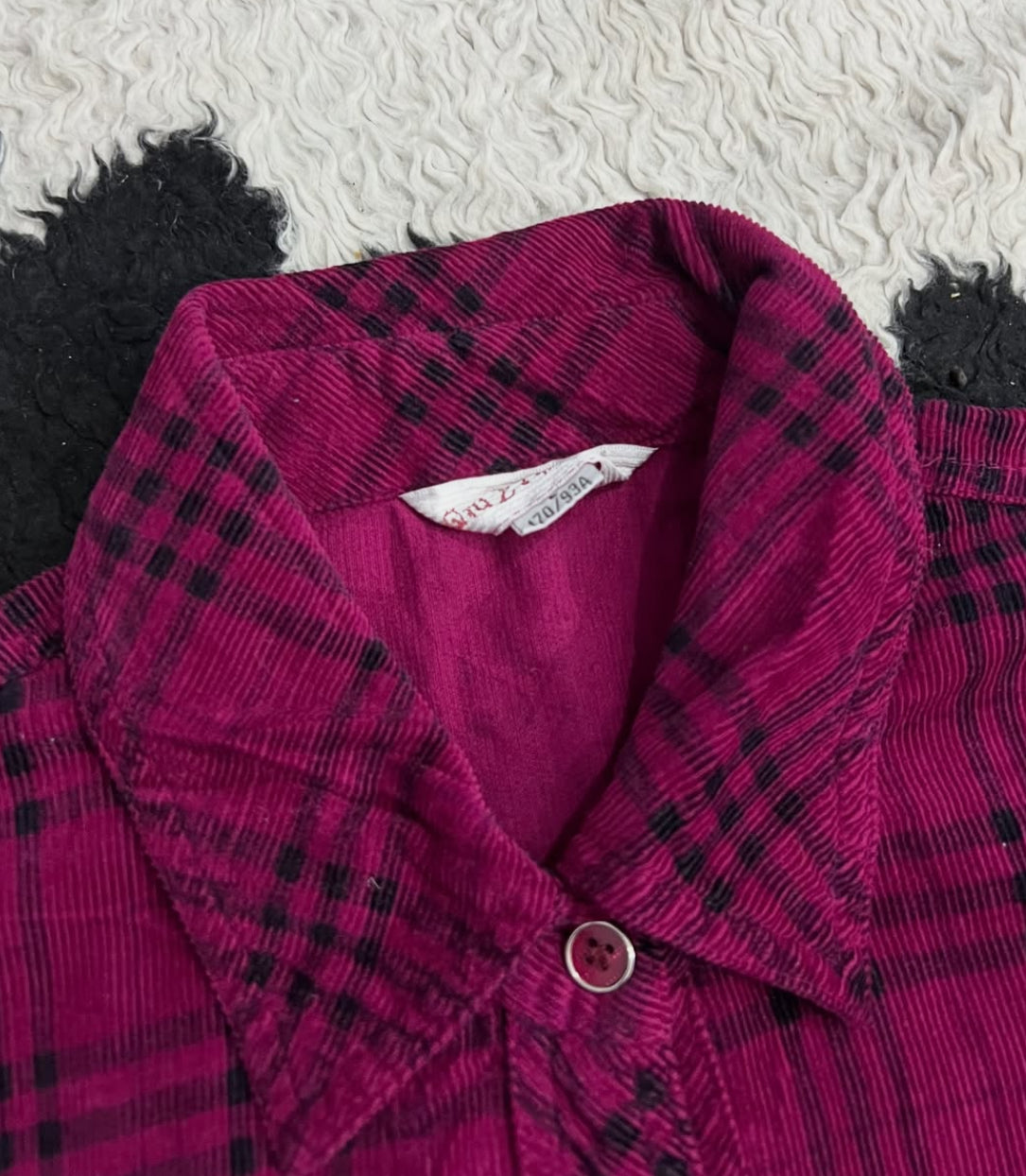 Corduroy Pink Plaid Buttonup