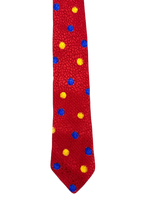 Whimsical Red, Blue & Yellow Dotted Tie