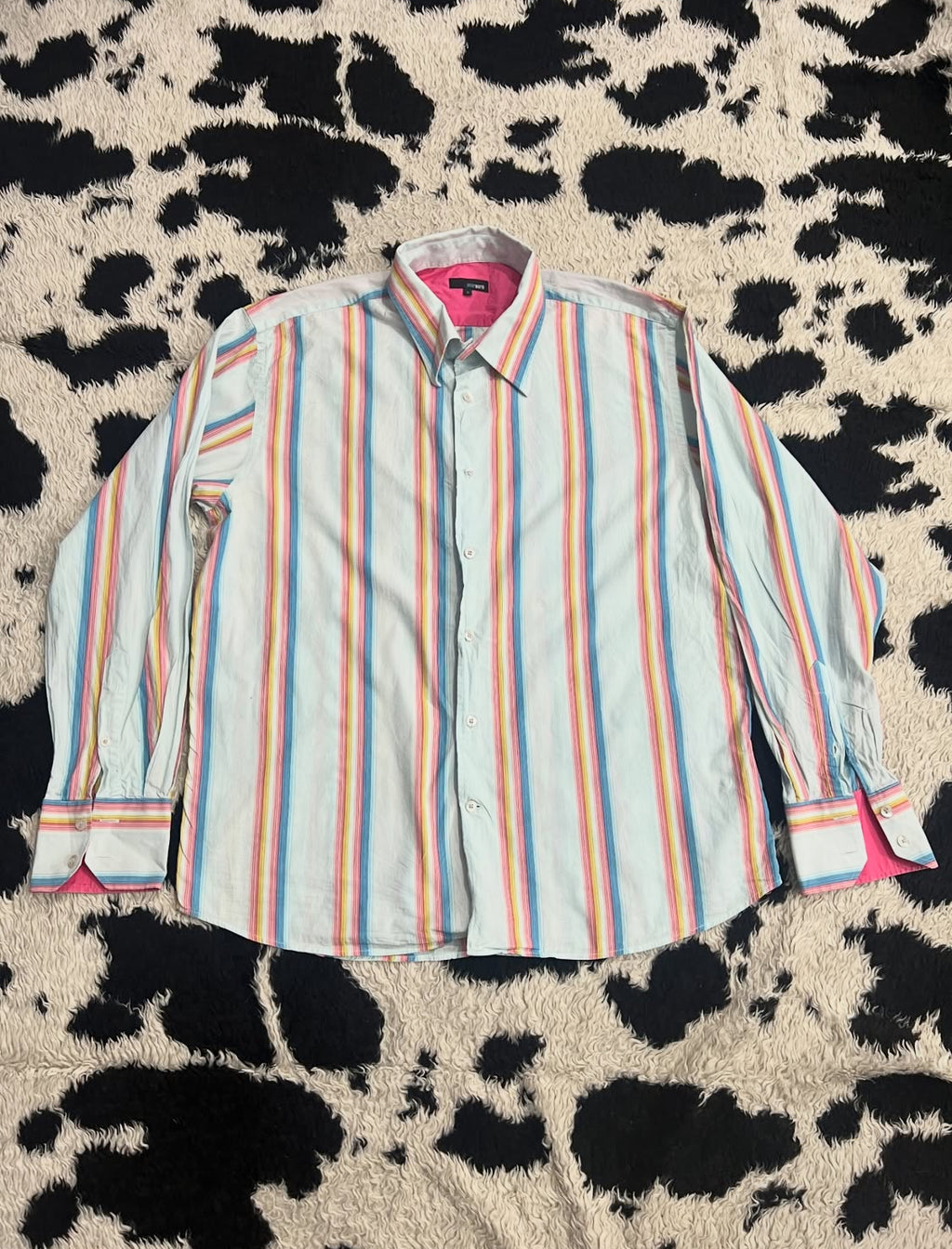 Rainbow Striped Blue Buttonup