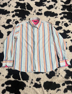 Rainbow Striped Blue Buttonup