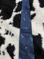 Blue Embroidered Bird Tie