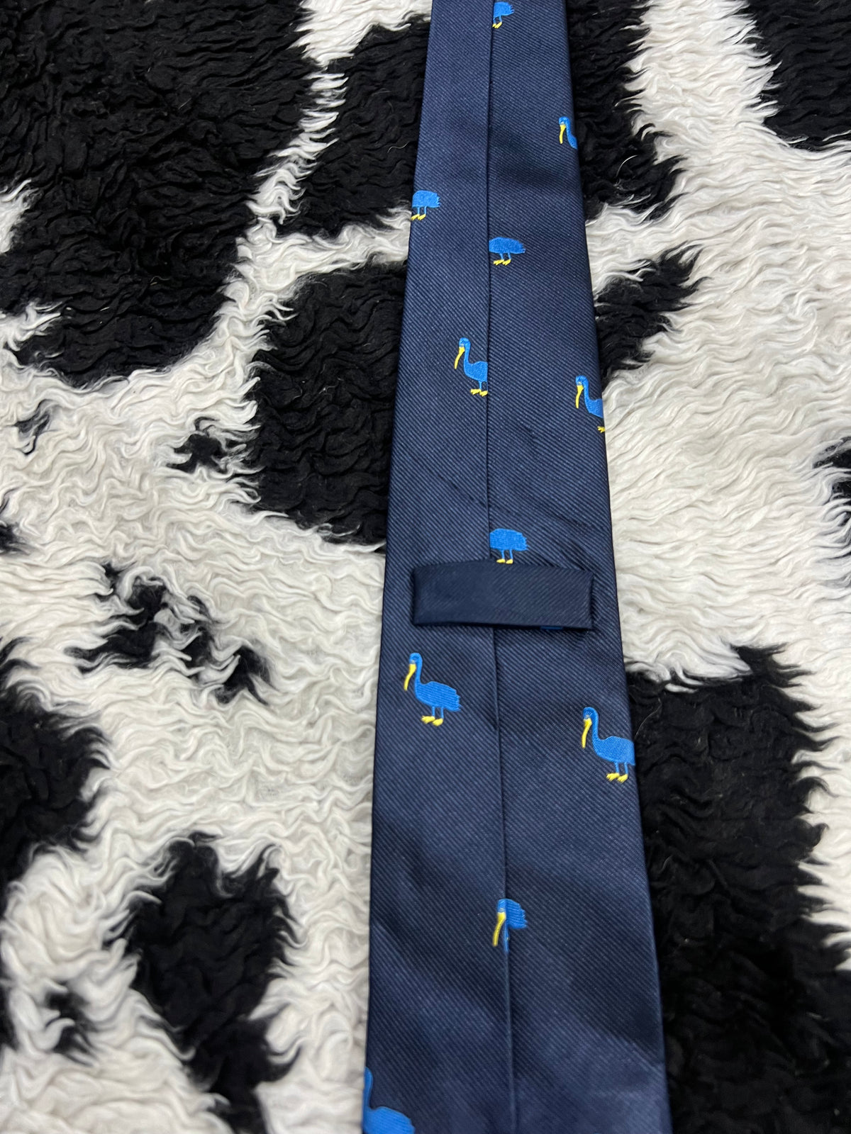 Blue Embroidered Bird Tie