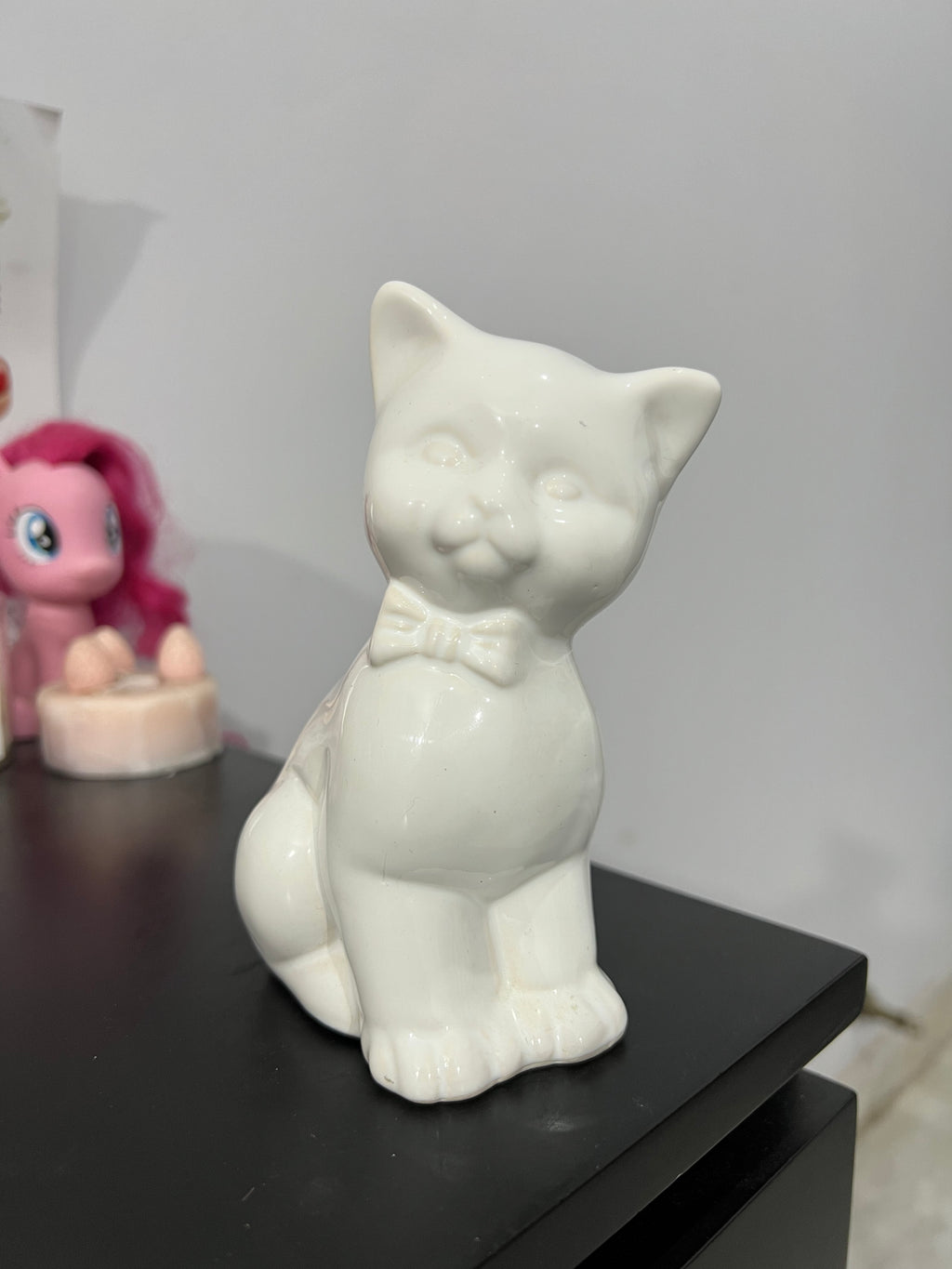 Vintage Porcelain Cat in a Bow Figure