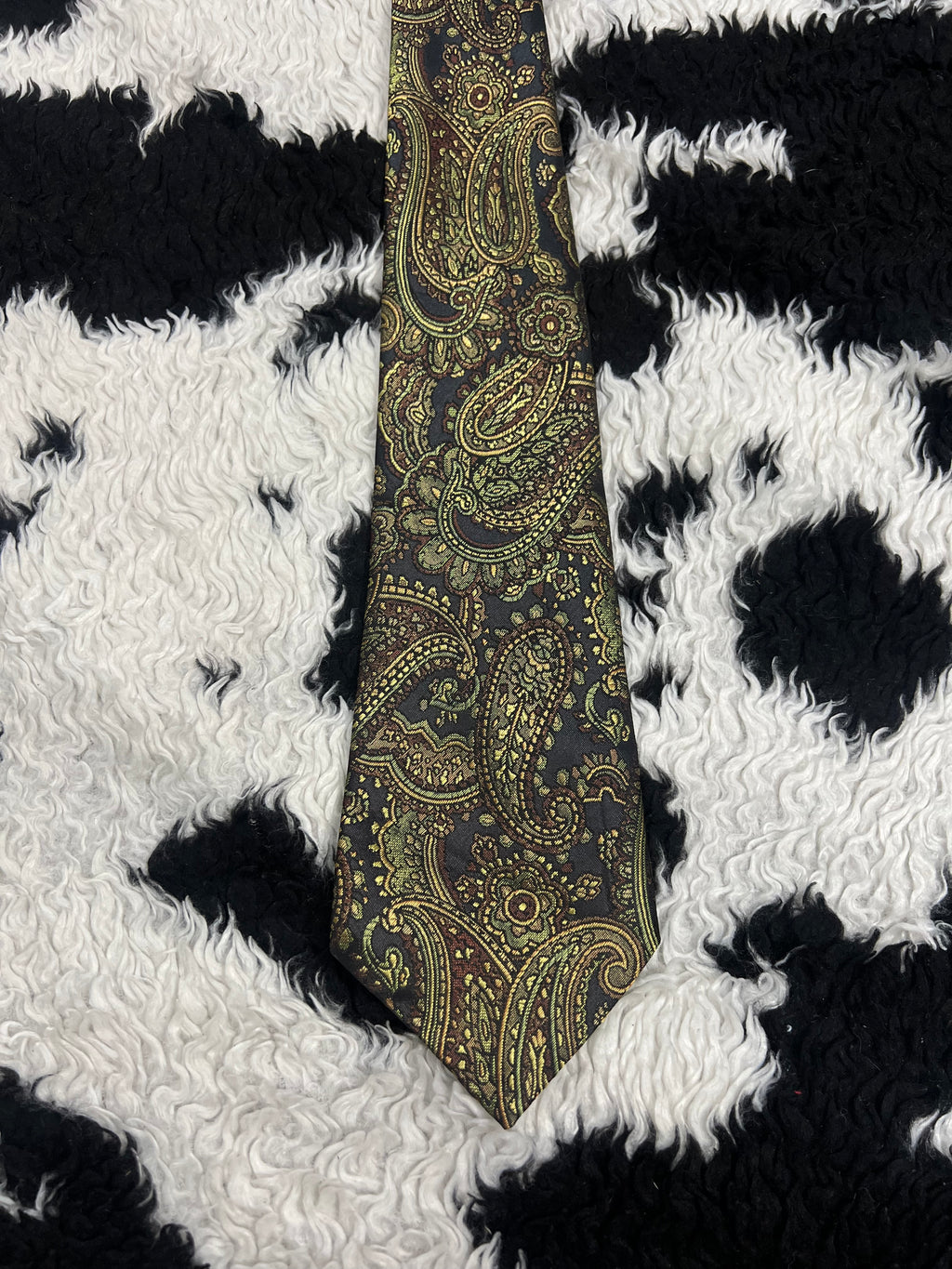 Jonelle Black Shiny Embroidered Paisley Tie