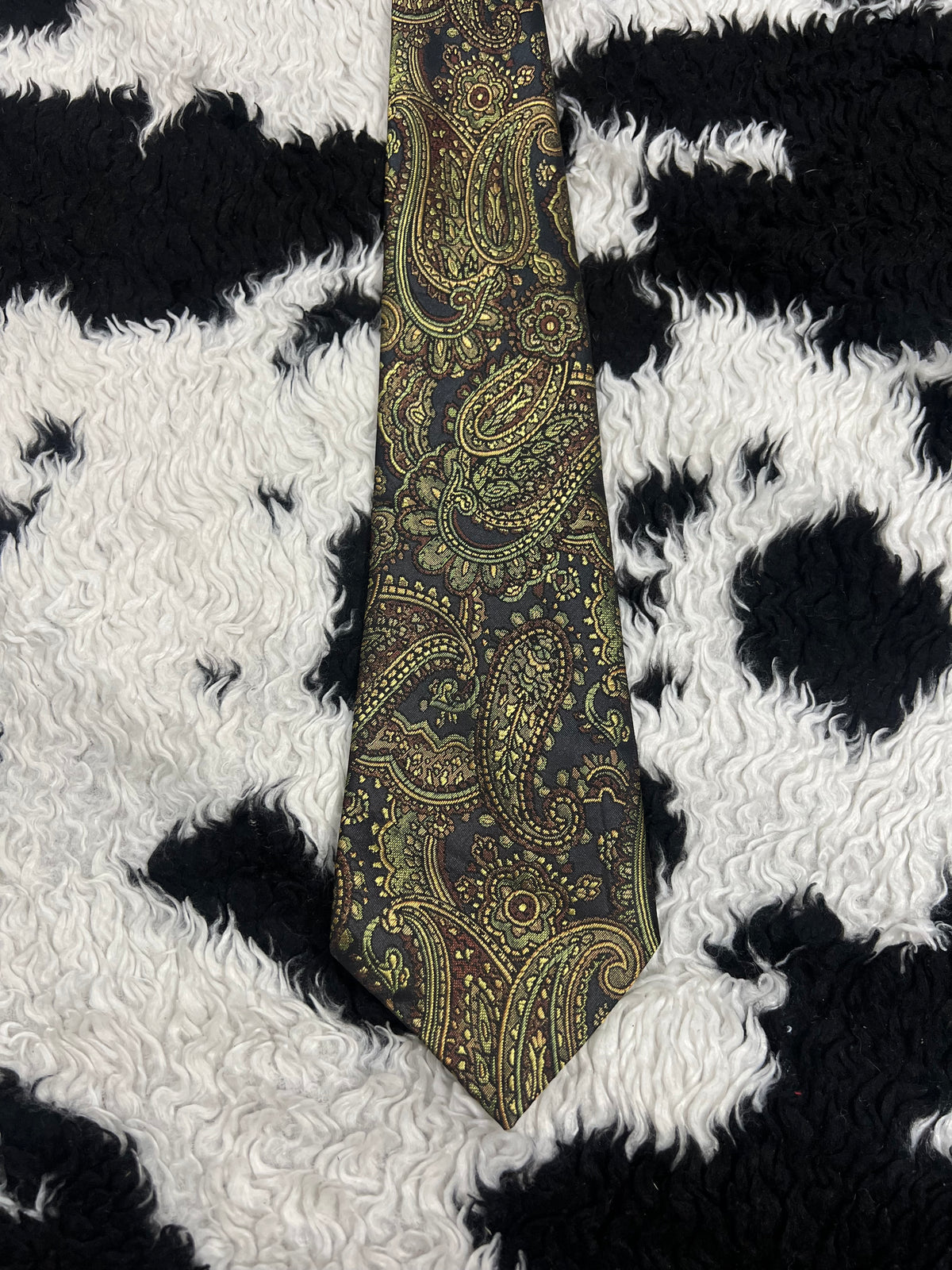 Jonelle Black Shiny Embroidered Paisley Tie