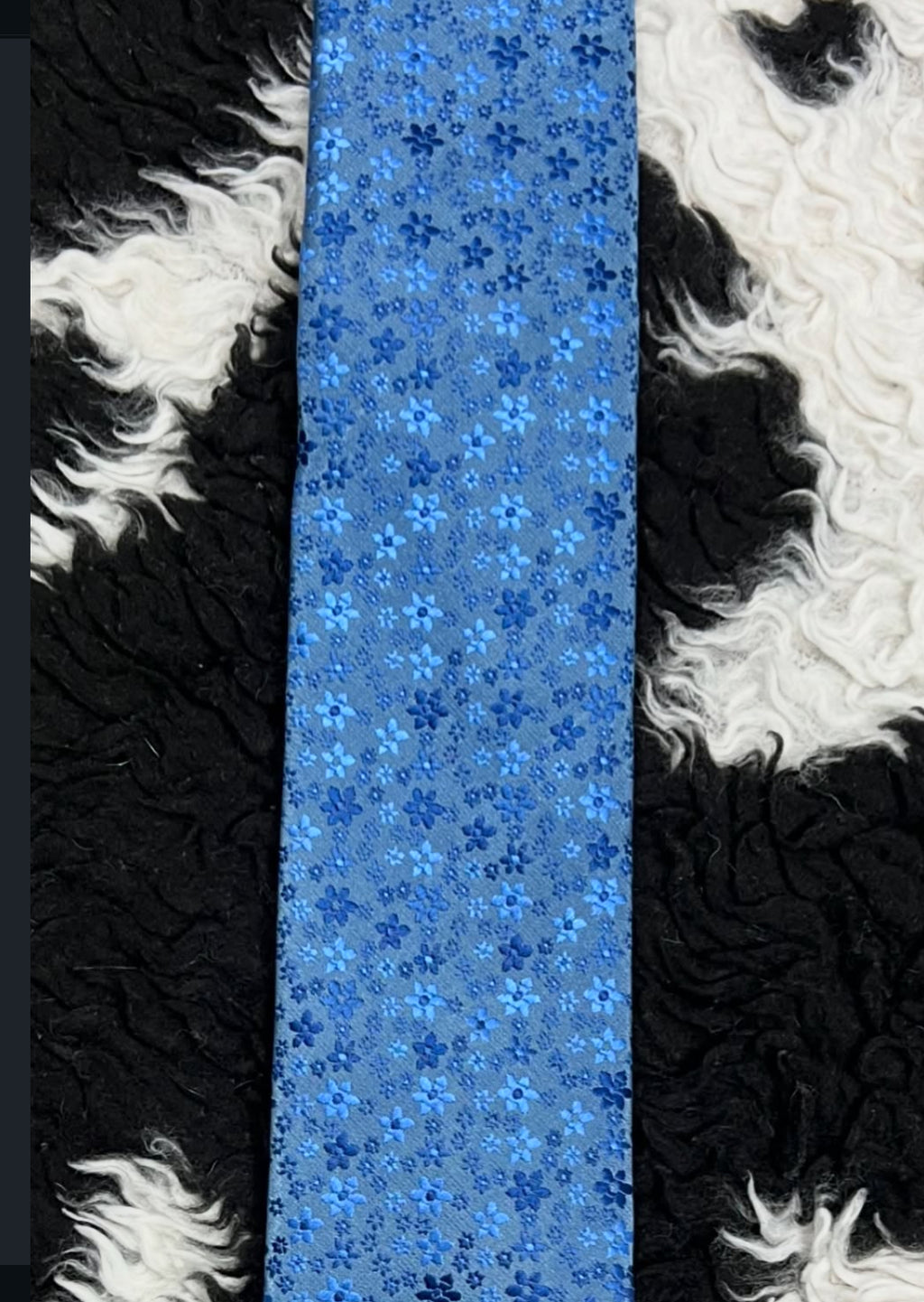 Blue Floral Embroidered Tie