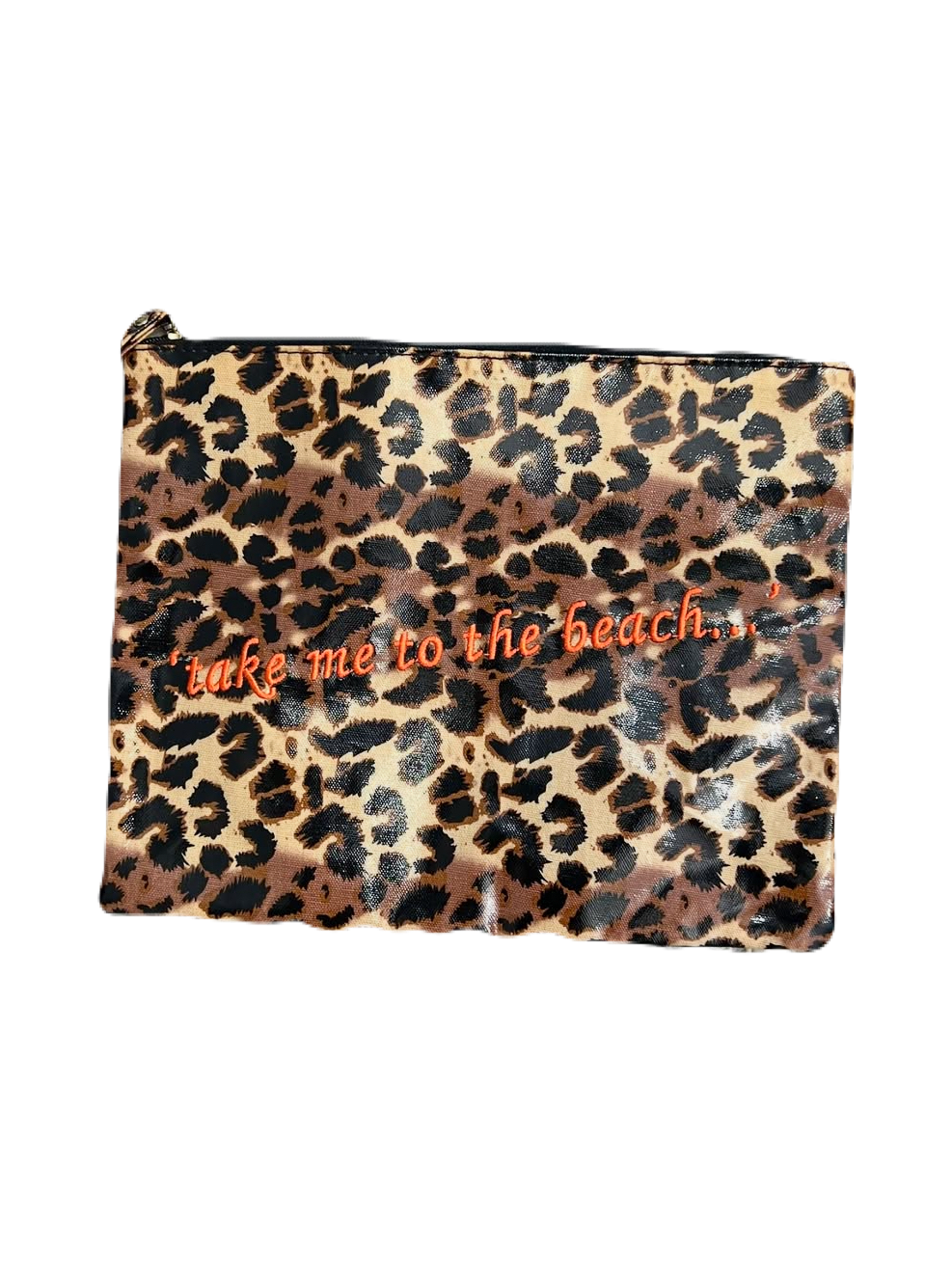 "Take Me to The Beach" Cheetah Print Pouch