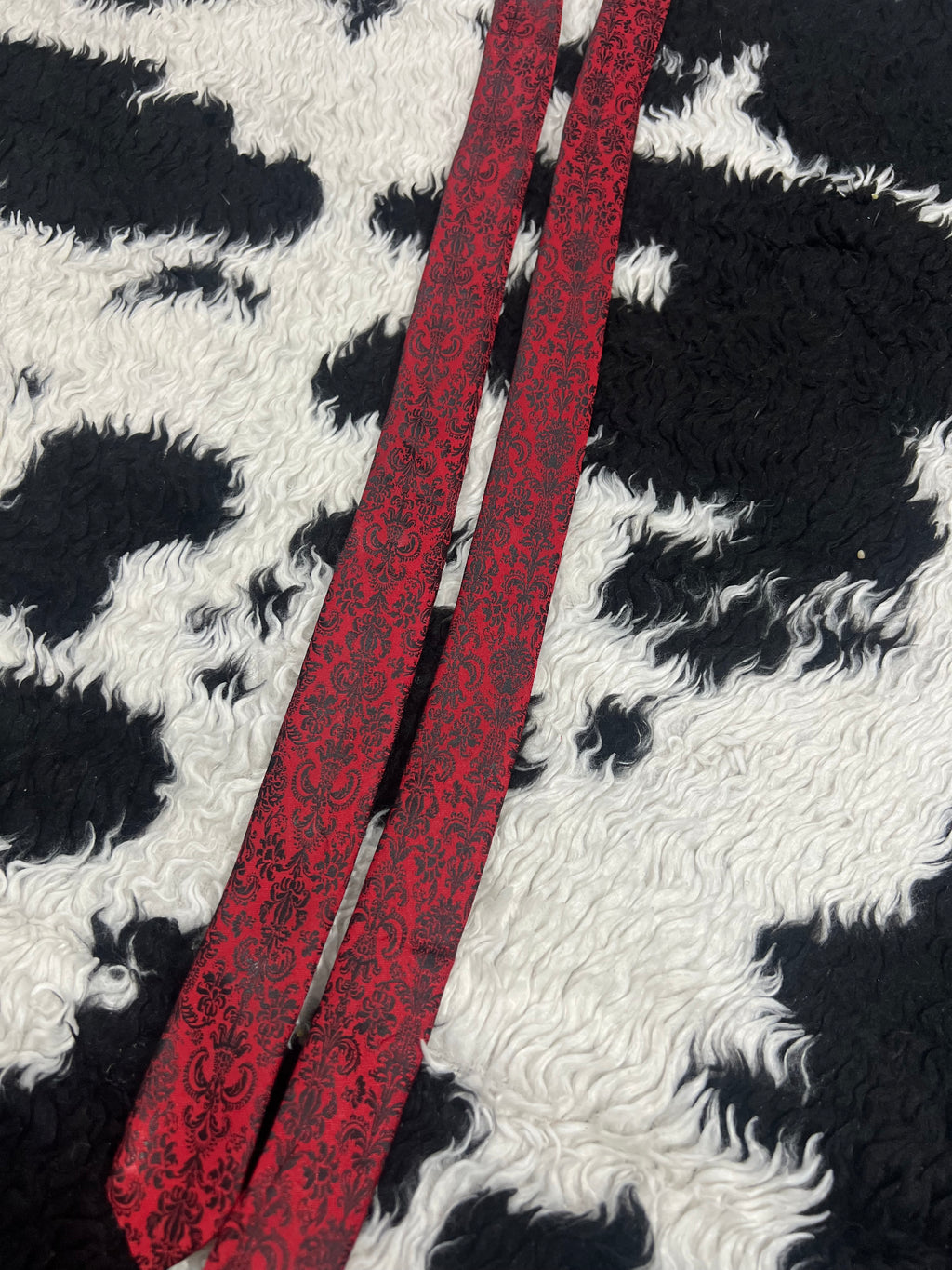 Topman Red & Black Embroidered Narrow Tie