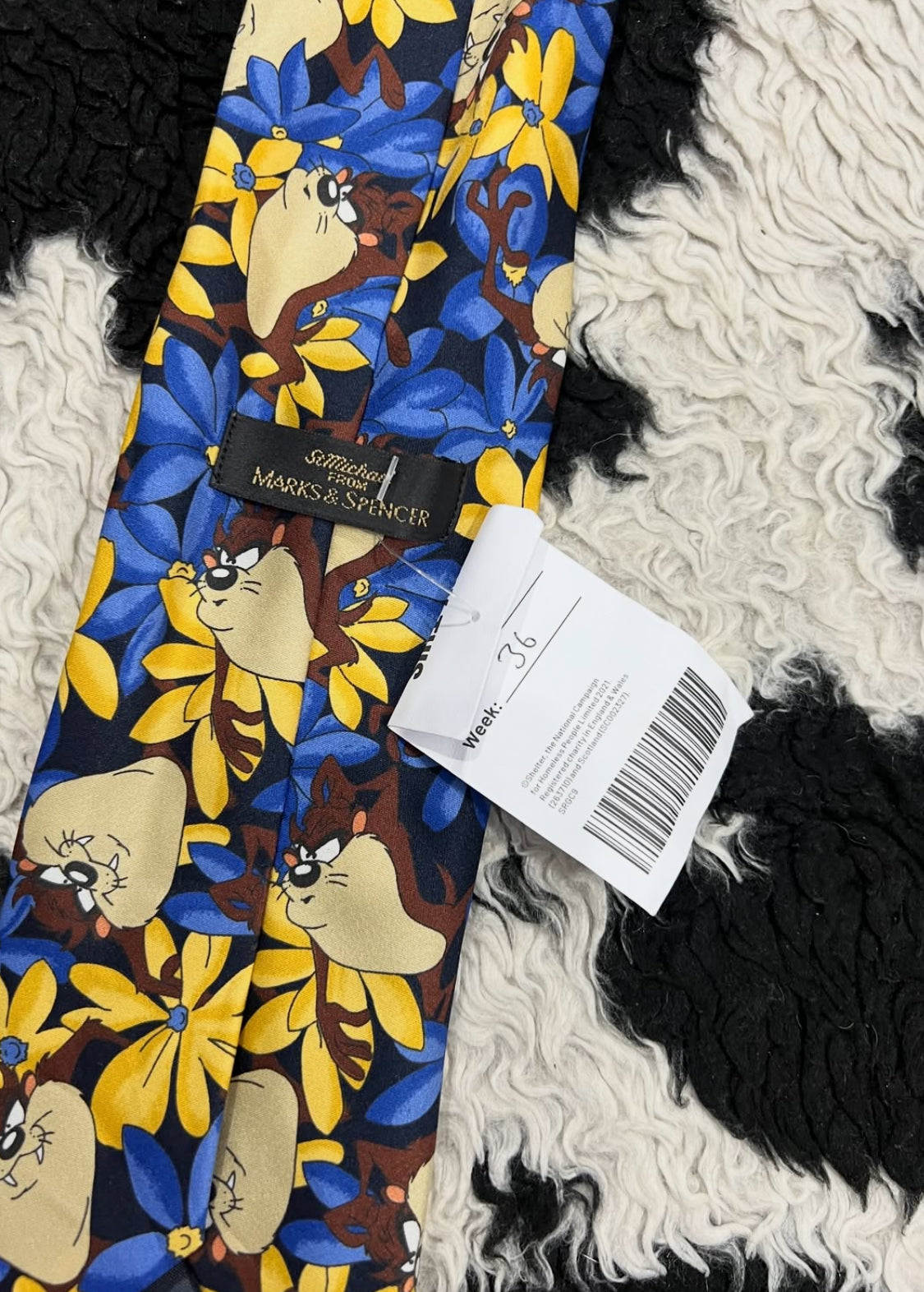 Looney Tunes Tasmanian Devil Taz in Flowers Tie