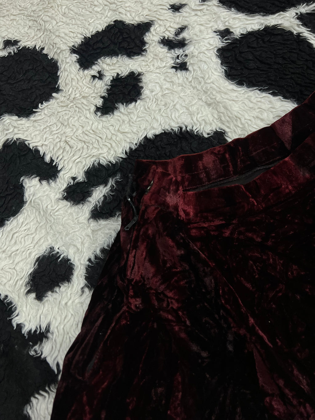 Blood Red Velvet Long Skirt
