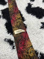Black, Red & Yellow Paisley Narrow Tie