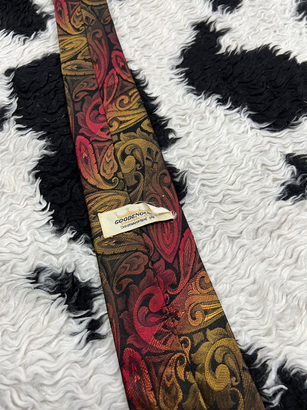 Black, Red & Yellow Paisley Narrow Tie