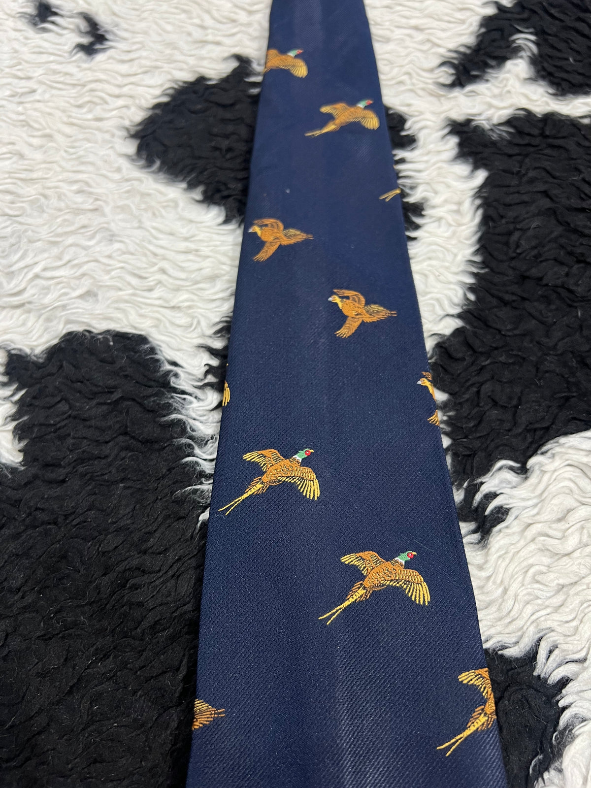Grenville Blue Embroidered Pheasants Tie