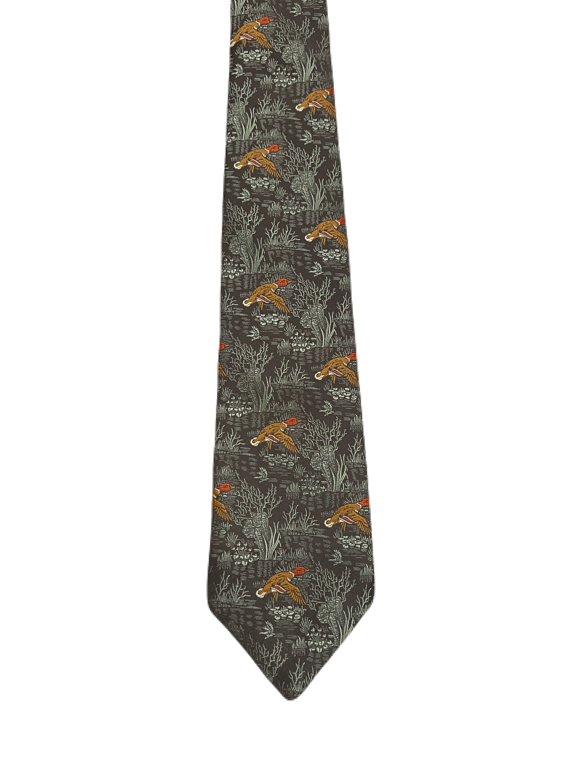 Fully Embroidered Flying Mallards Tie