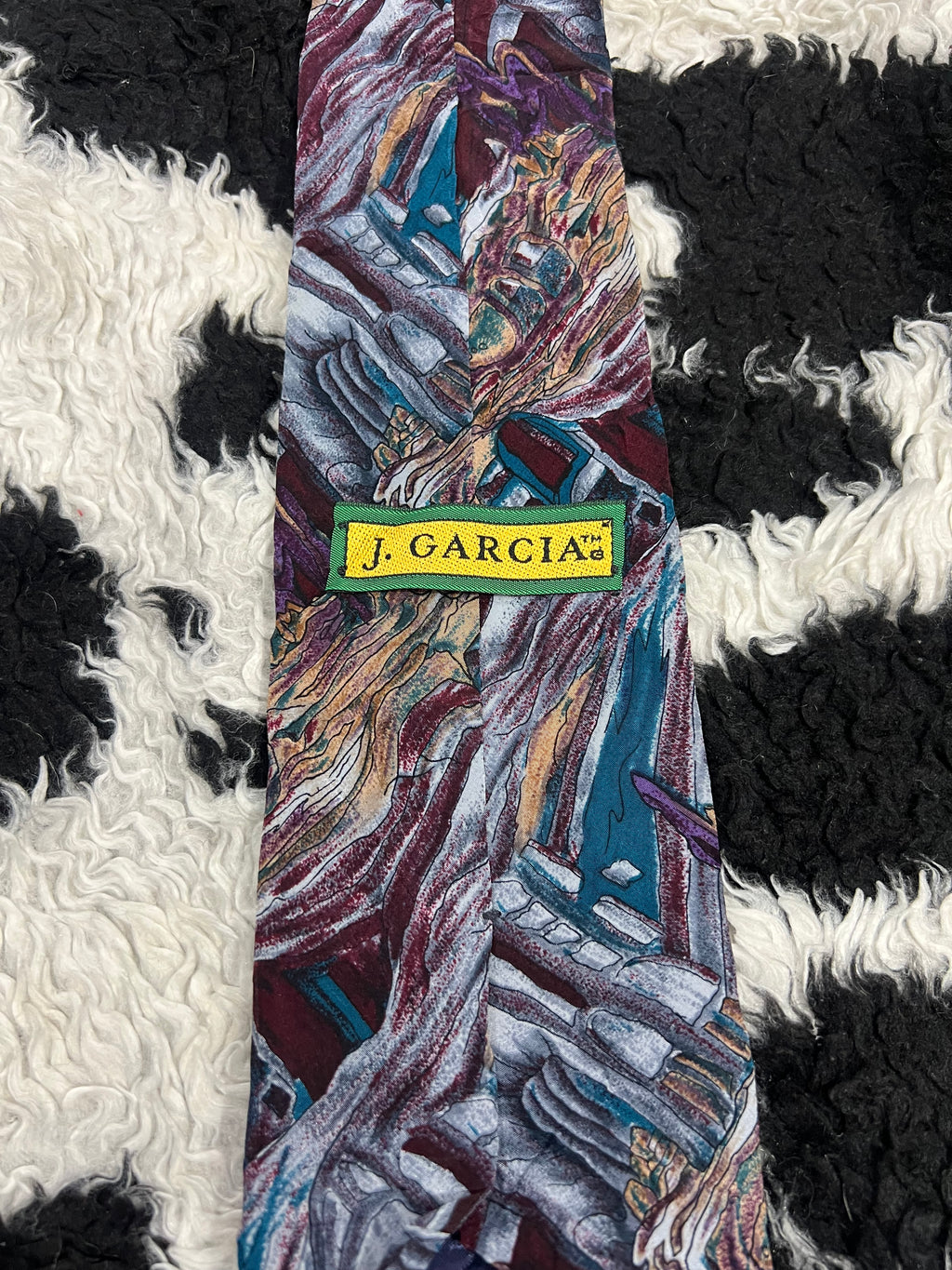 J. Garcia Purple Abstract Painting Tie