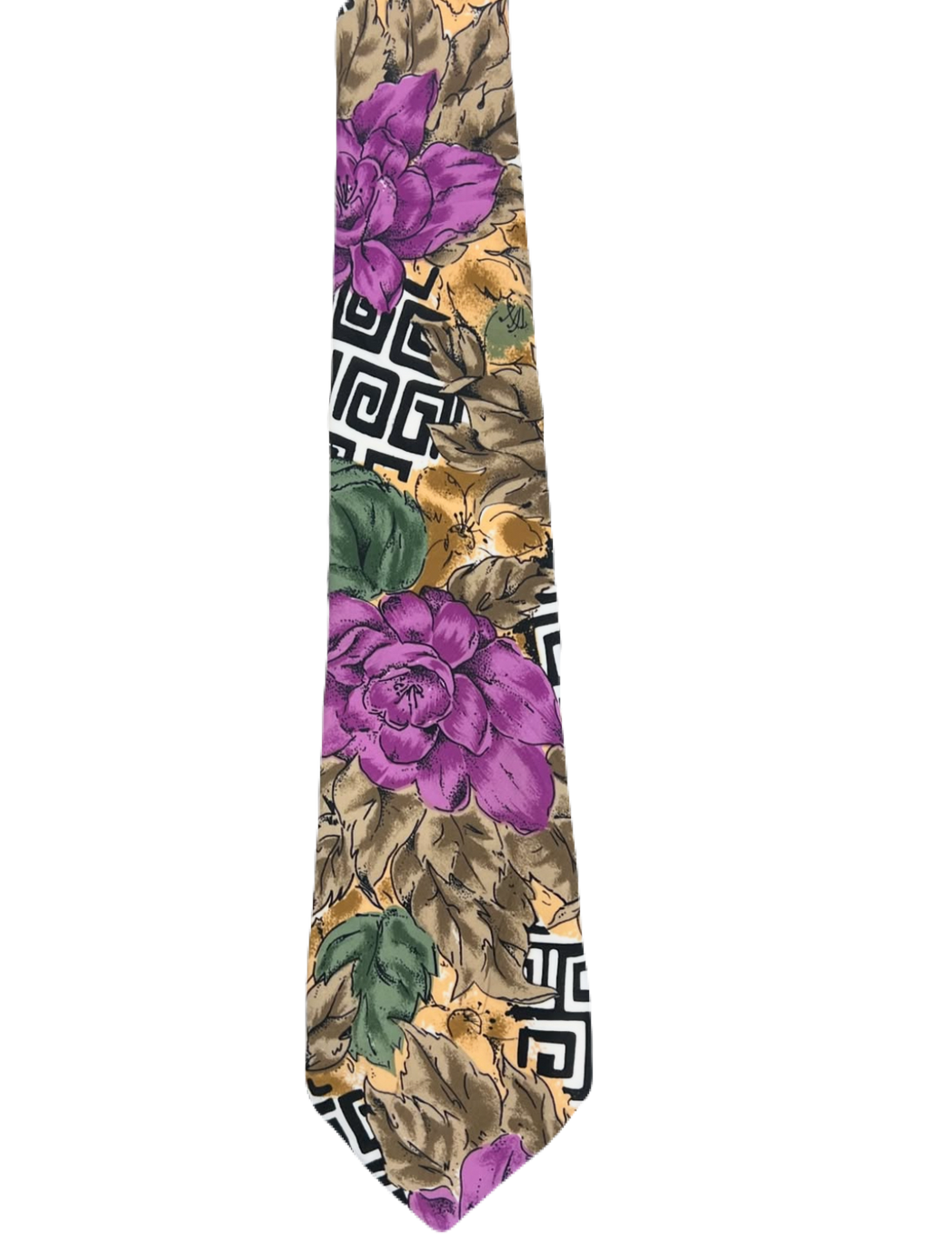Purple Flowers Graphic Tie