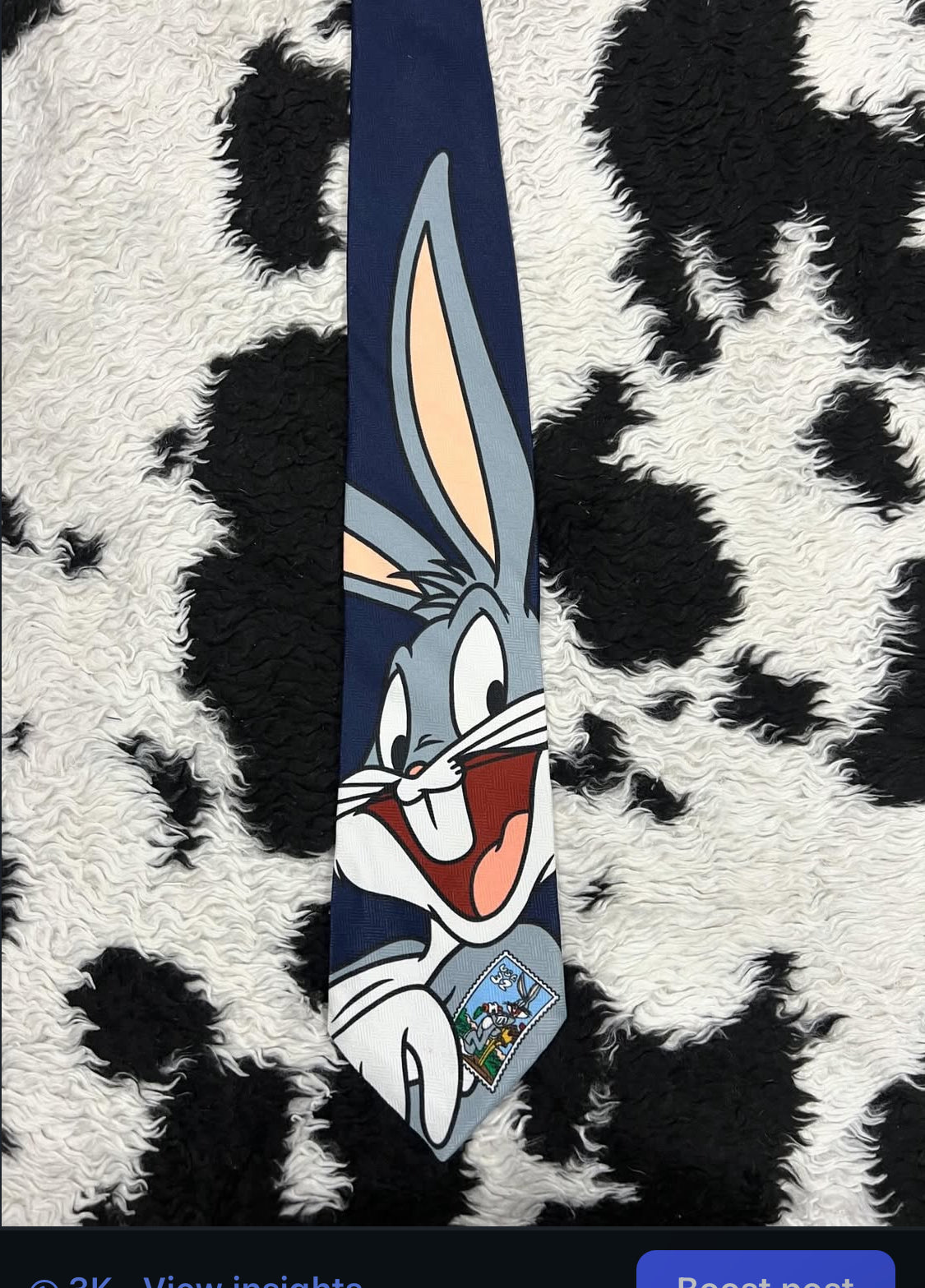 Vintage 1997 Bugs Bunny Stamp Tie