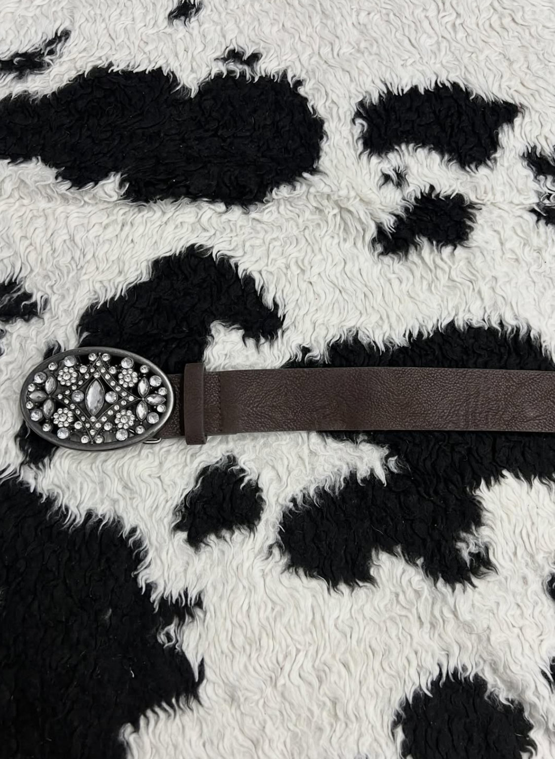 Bedazzled Buckle Brown Belt