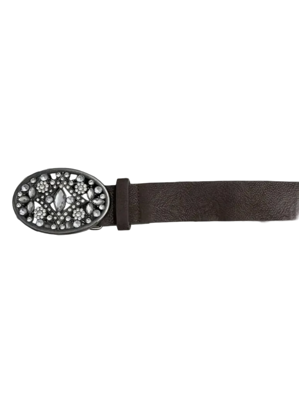 Bedazzled Buckle Brown Belt