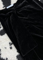 Tied Up Black Velvet Long Skirt