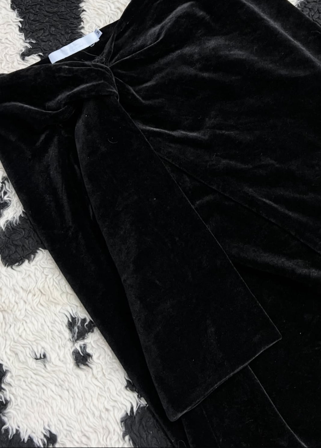 Tied Up Black Velvet Long Skirt