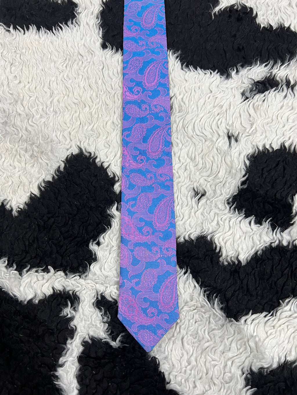 Pink & Blue Paisley Narrow Tie