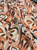 Bershka Orange & Brown Floral Pants (Waist 28)