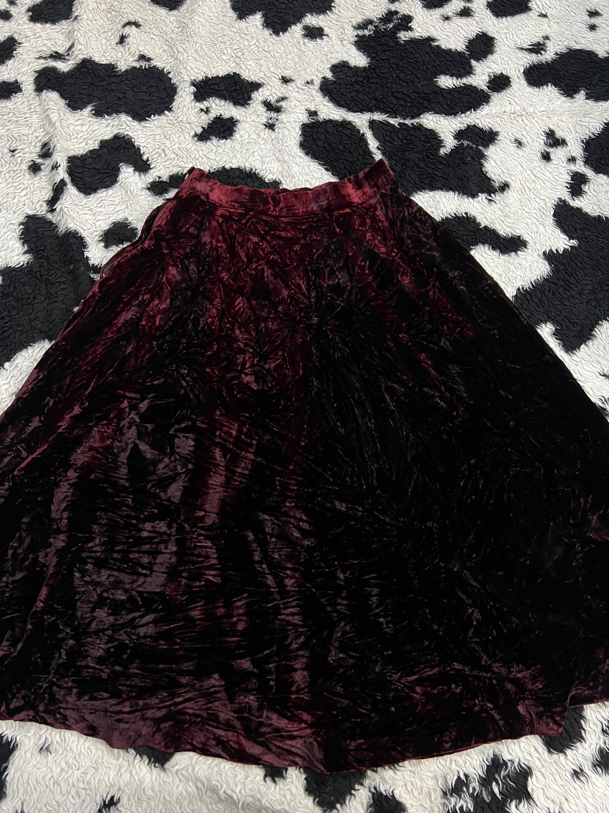 Blood Red Velvet Long Skirt