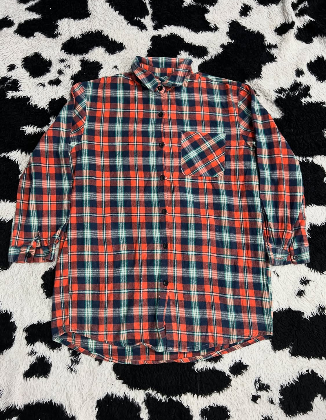 Orange Plaid Buttonup