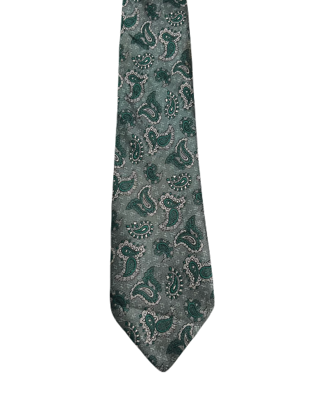 IMAGE Fully Embroidered Green Paisley Tie