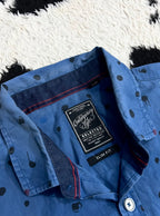Contemporary Slim-Fit Blue Dotted Buttonup