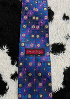 Montago Purple & Blue Floral Embroidered Tie
