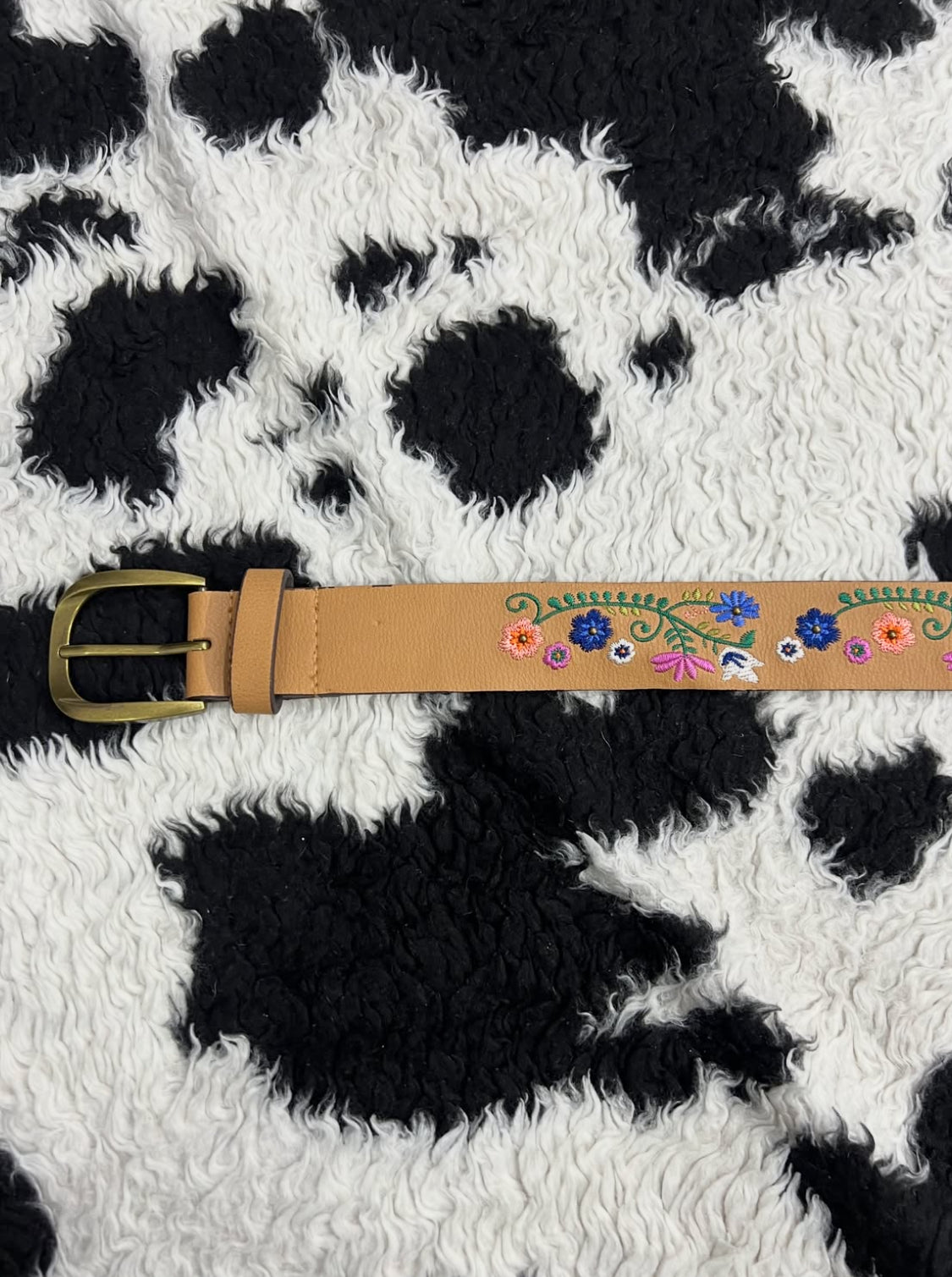 Brown Floral Embroidered Belt