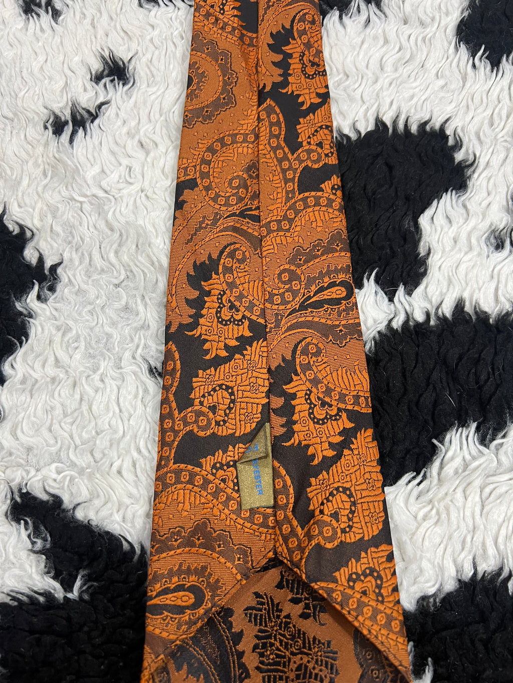 Black & Orange Paisley Embroidered Tie