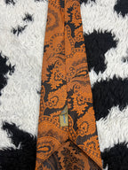 Black & Orange Paisley Embroidered Tie