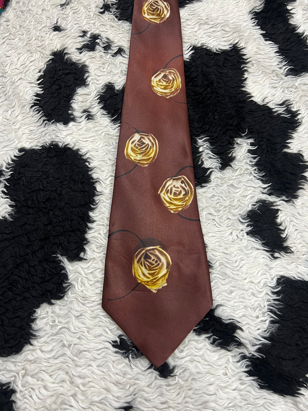 Brown Floral Wide Blade Tie