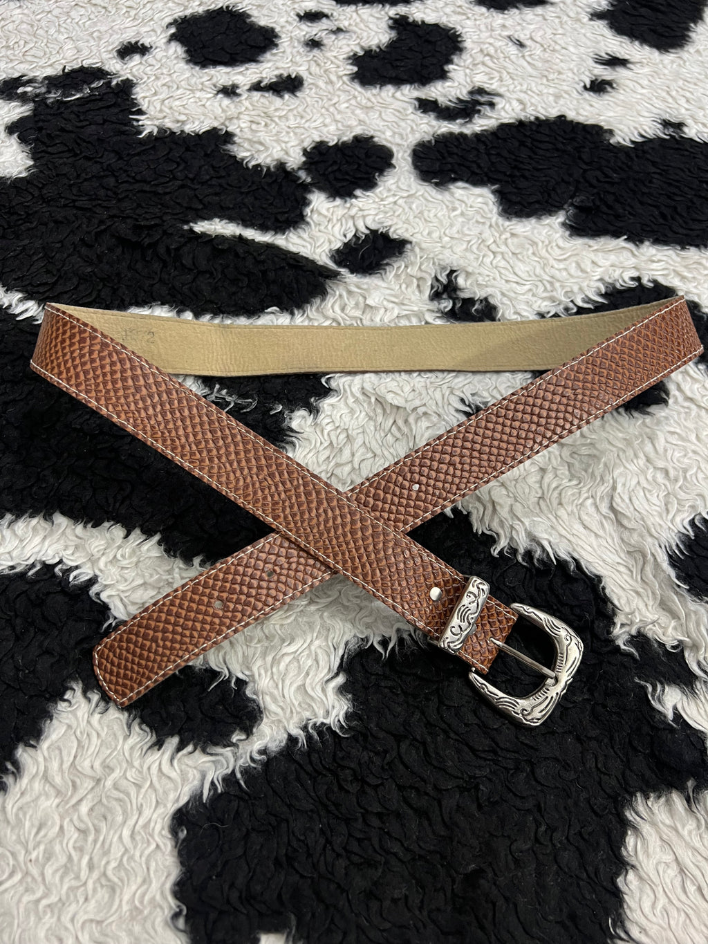Brown Scaled Silver Buckle Belt