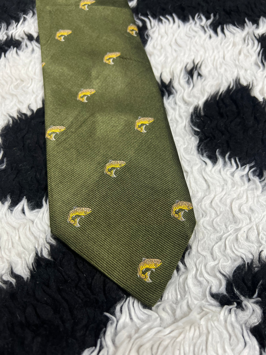 Trout Fish Embroidered Tie