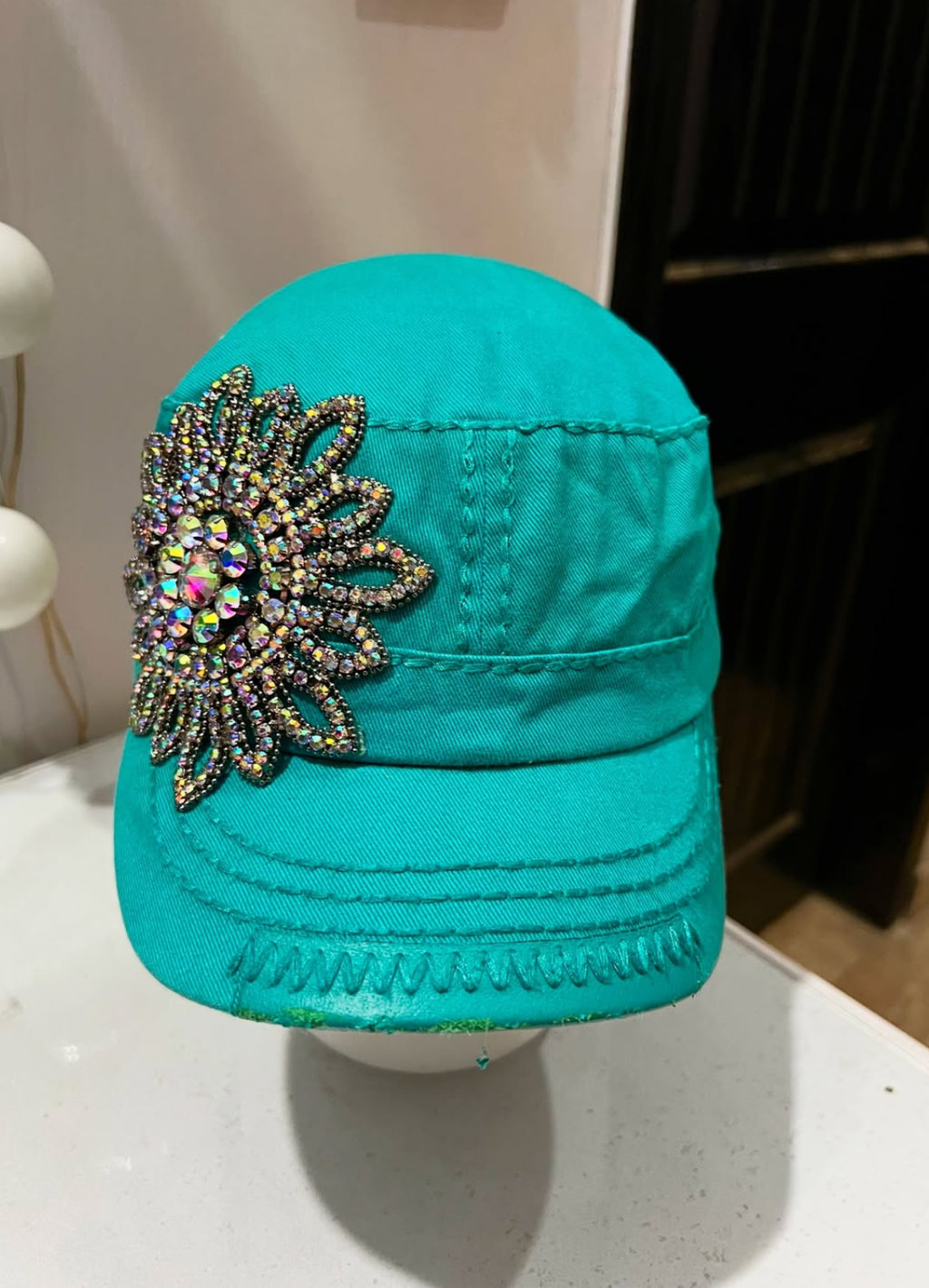 Y2K Floral Teal Cap