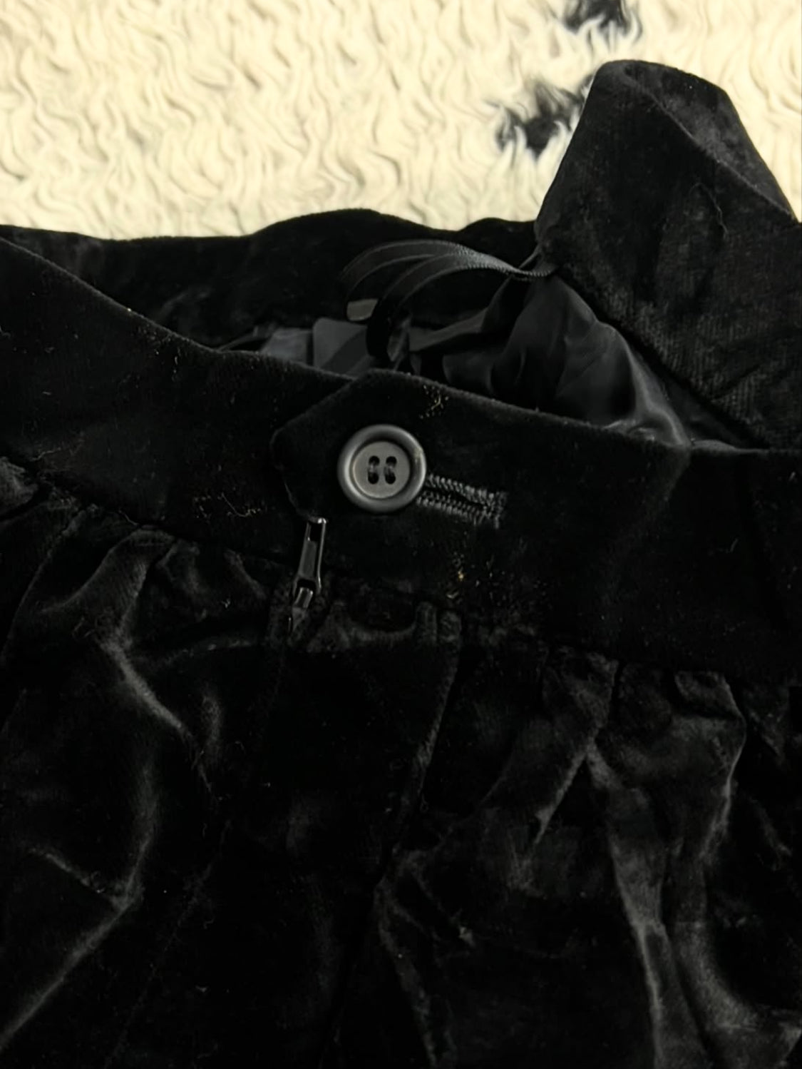 Straight Black Velvet Long Skirt
