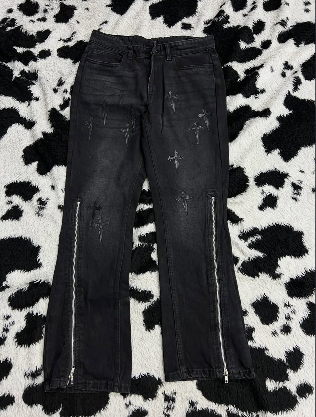 Cross Zipper Black Denims (Waist 32)