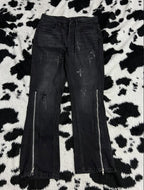 Cross Zipper Black Denims (Waist 32)