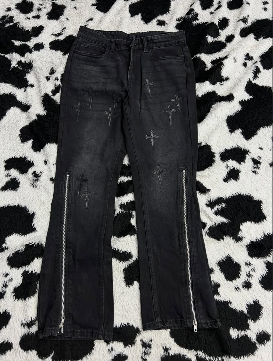 Cross Zipper Black Denims (Waist 32)